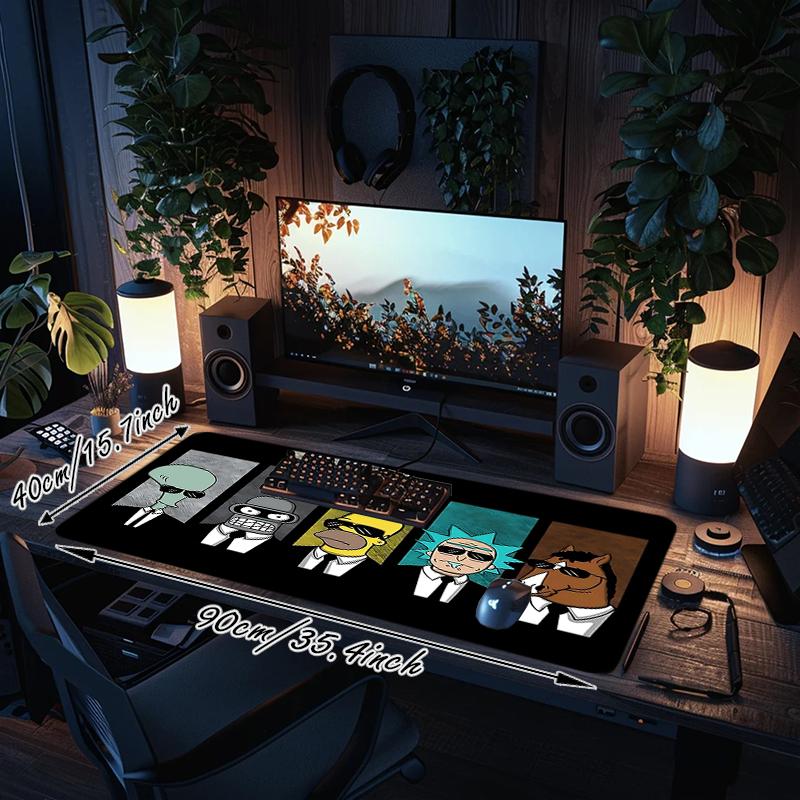 1Pc Retro Cartoon Characters Gaming Mouse Pad Keyboard Desk Mat Non-slip Rubber Lock Edge Waterproof Computer Mousepad for Office Home Decor Y11