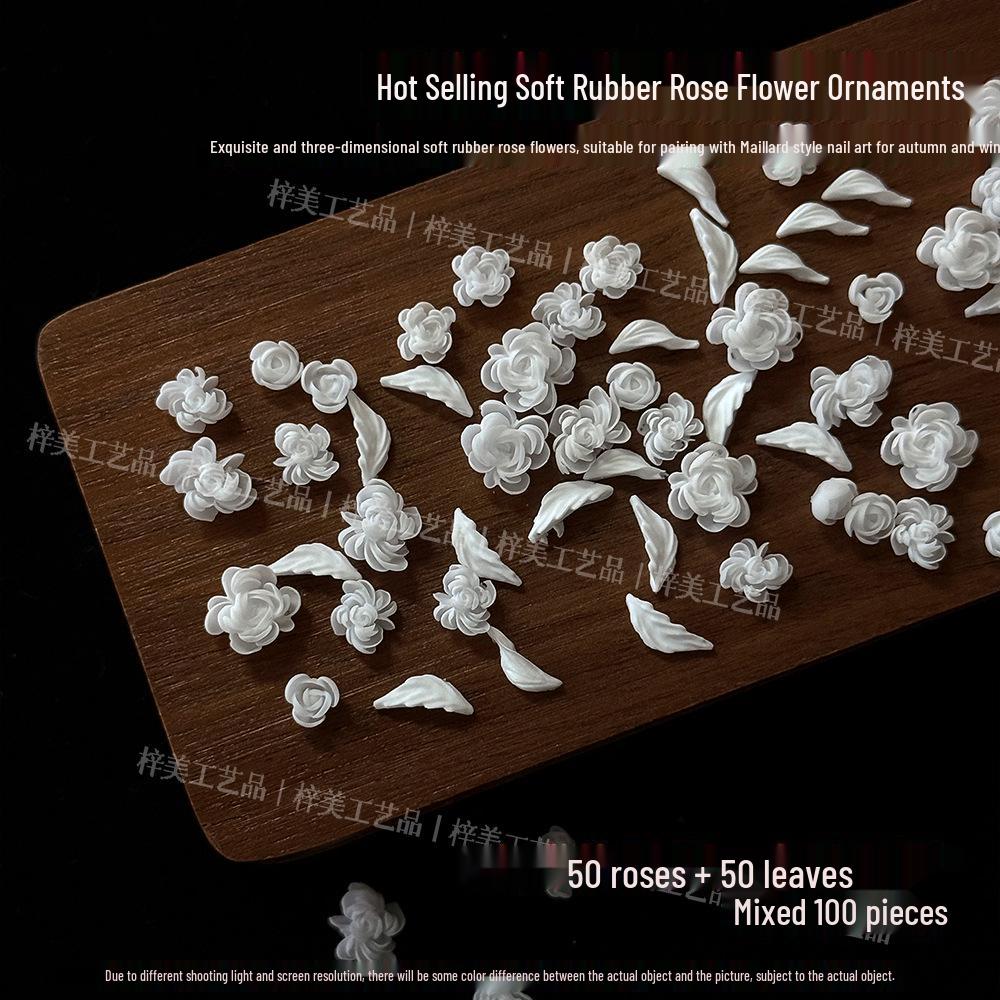 

Red Vintage 3D Resin Rose Flower and Leaf Nail Art Decorations