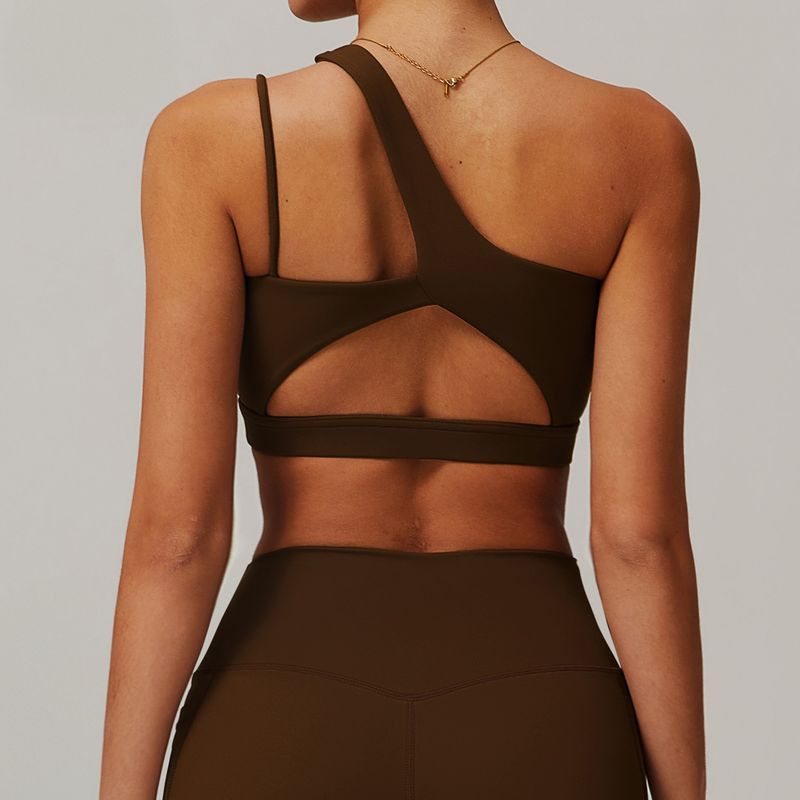 A- l-o Same Oblique One-Shoulder Beauty Back Yoga Bra Nude Feel Sports Intimates Asymmetrical Shoulder Strap Fitness Vest
