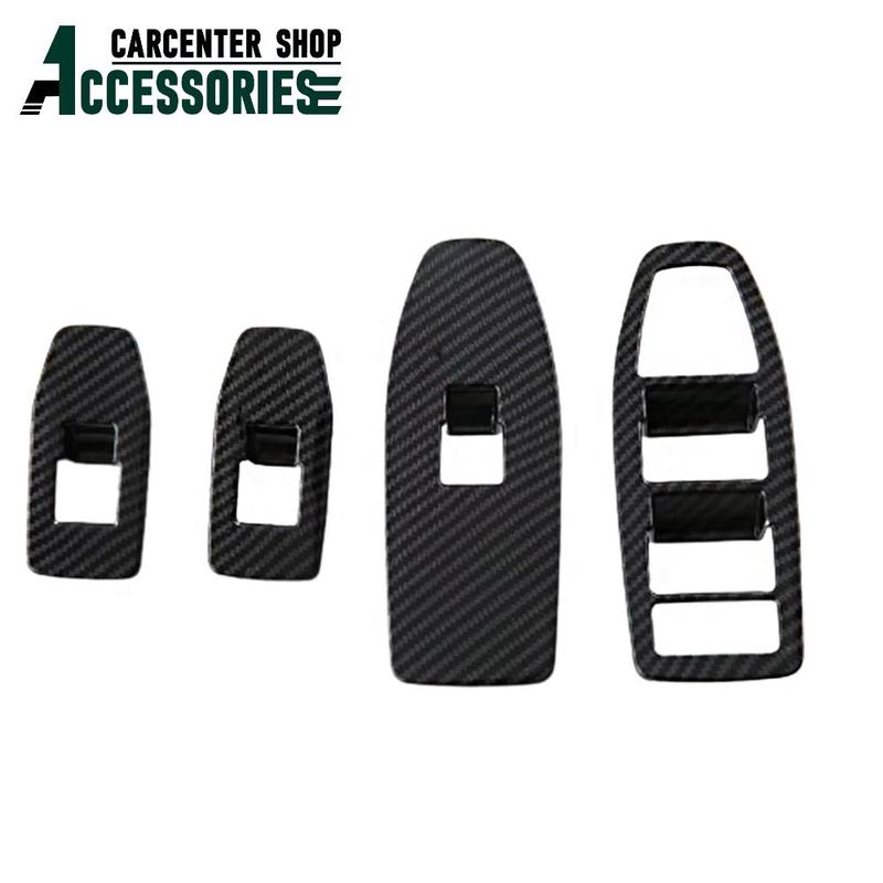 Car Door Window Lift Switch Panel Cover Sticker Trims for BMW X1 Carbon Fiber Grain Interior Armrest Door Decorative Trim