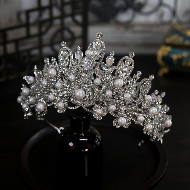 

Європейський стиль Нова розкішна та атмосферна квіткова двошарова комбінація Весільна корона для нареченої Головний убір Корона Тіара Аксесуар для волосся