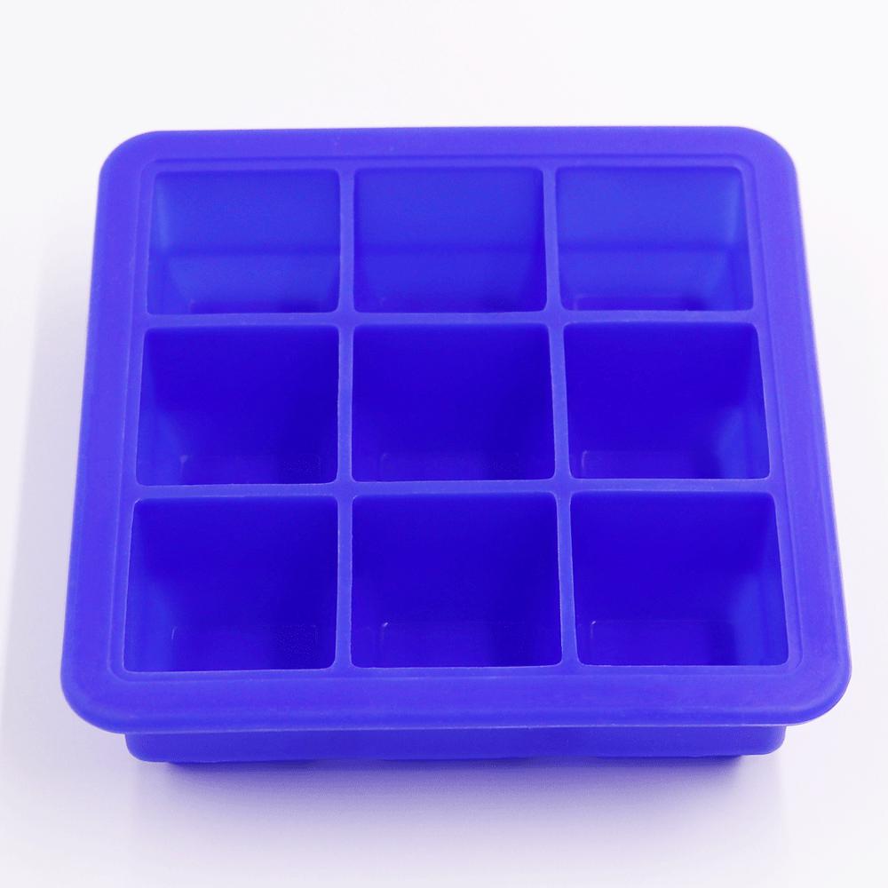 Tavă de gheață din silicon cu 9 grile cu capac - Cuburi de gheață și matriță pentru alimente pentru bebeluși