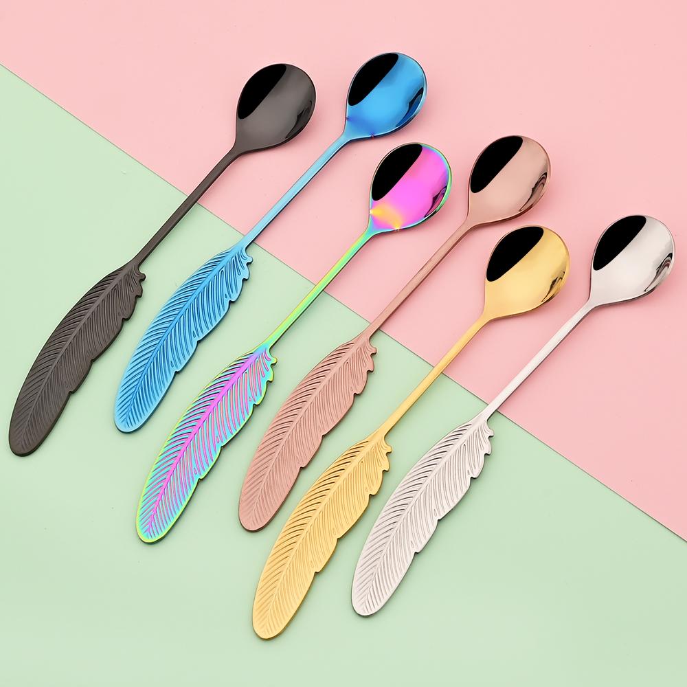 2Pcs Creative Fork Spoon Dinnerware Set 304 Stainless Steel Cutlery Cake Fruit Fork Coffee Ice Cream Stirring Spoon Kitchen Tool