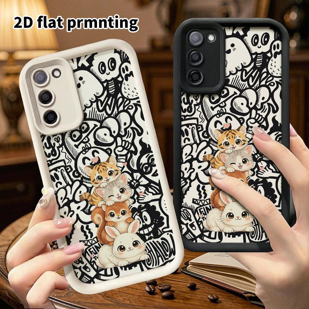 Phone Case: 2D Flat Samsung Galaxy A34 A35 M05 M06 S20 S22 S21 FE Plus 5G Protective Case, Stackable Cute Animals, Christmas and Halloween Gifts