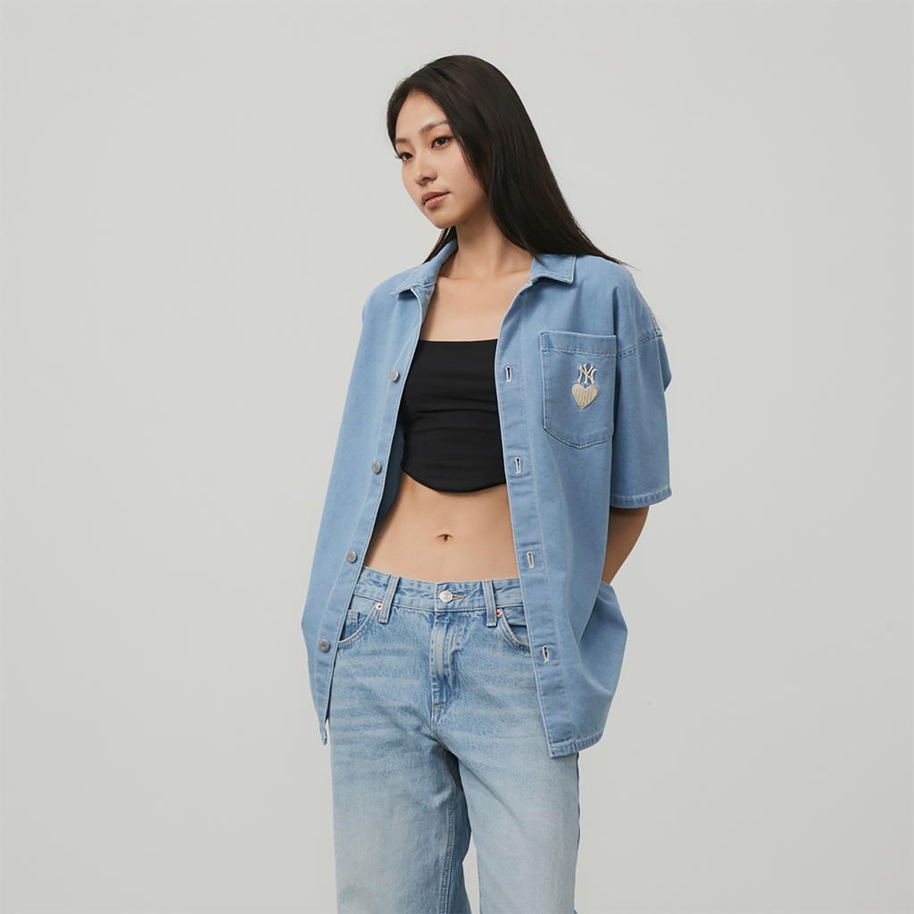 New MLB Base Logo Shirts Unisex Light Blue 3ADRH0143-50BLL