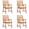 Outdoor Dining Chairs Set of 4 and Cushions Solid Acacia