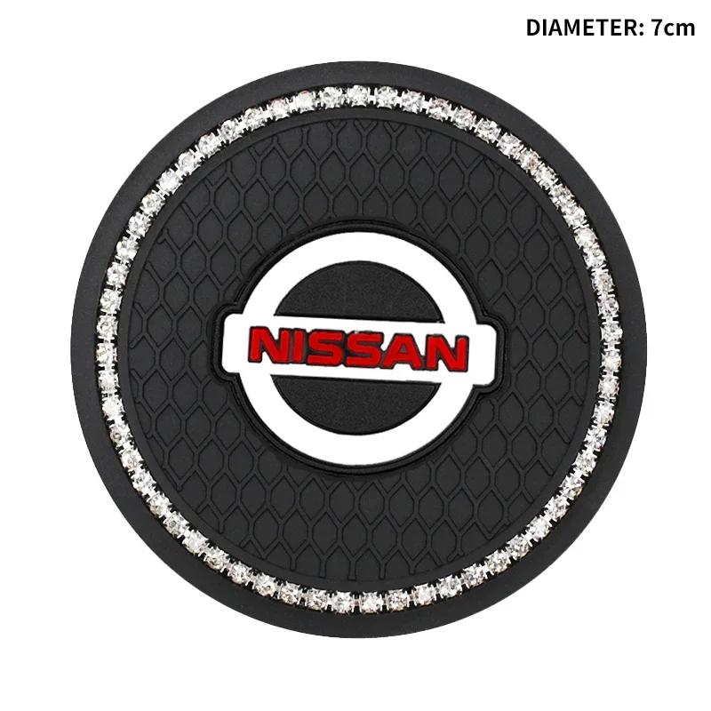 1/2Pcs Diamond-studded Car Coaster Cup Holder Anti-skid Pad For Nissan J10 X-Trail Qashqai Juke Leaf Micra NOTE Patrol Gadgets
