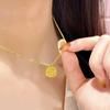 Women Jewelry Set Brushed Sugar Cube Ring Sparkling Crystal Necklace Light Luxury Floral Hollow Earrings