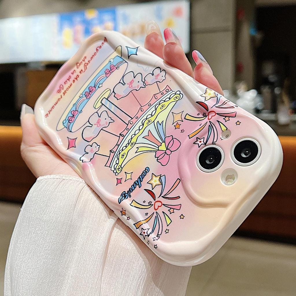Carousel Silicone Case for Xiaomi Redmi Note 14 13 Samsung A56 A26 A36 Oppo A3 A5 Pro Tecno Spark 30C Funda Cartoon Lucky Dog Cover Soft TPU Bumper