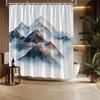 Serene Mountain Landscape Shower Curtain – Snowy Peaks & Golden Light Nature Design, 70.8X70.8In, Includes Hooks