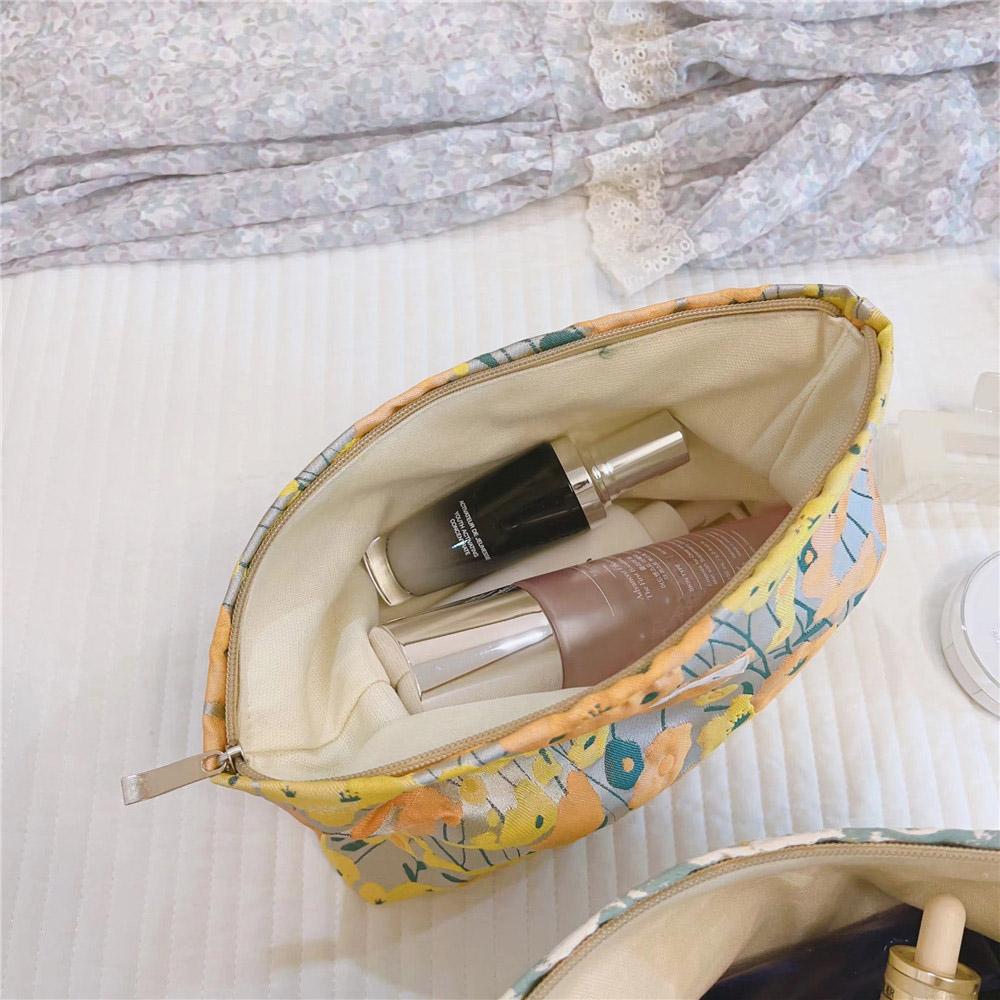 Simple Pattern Makeup Bag Travel Toiletry Organizer Pouch Canvas Cosmetic Bag