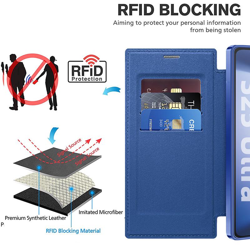 For Magsafe Magnetic Luxury Solid Color Leather Flip Wallet Card Slot Phone Case For Samsung S25 Ultra S23 S22 S24 Ultra Plus