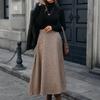 In Stock: High-End European Women's Wool A-line Midi Skirt - Autumn/Winter Collection