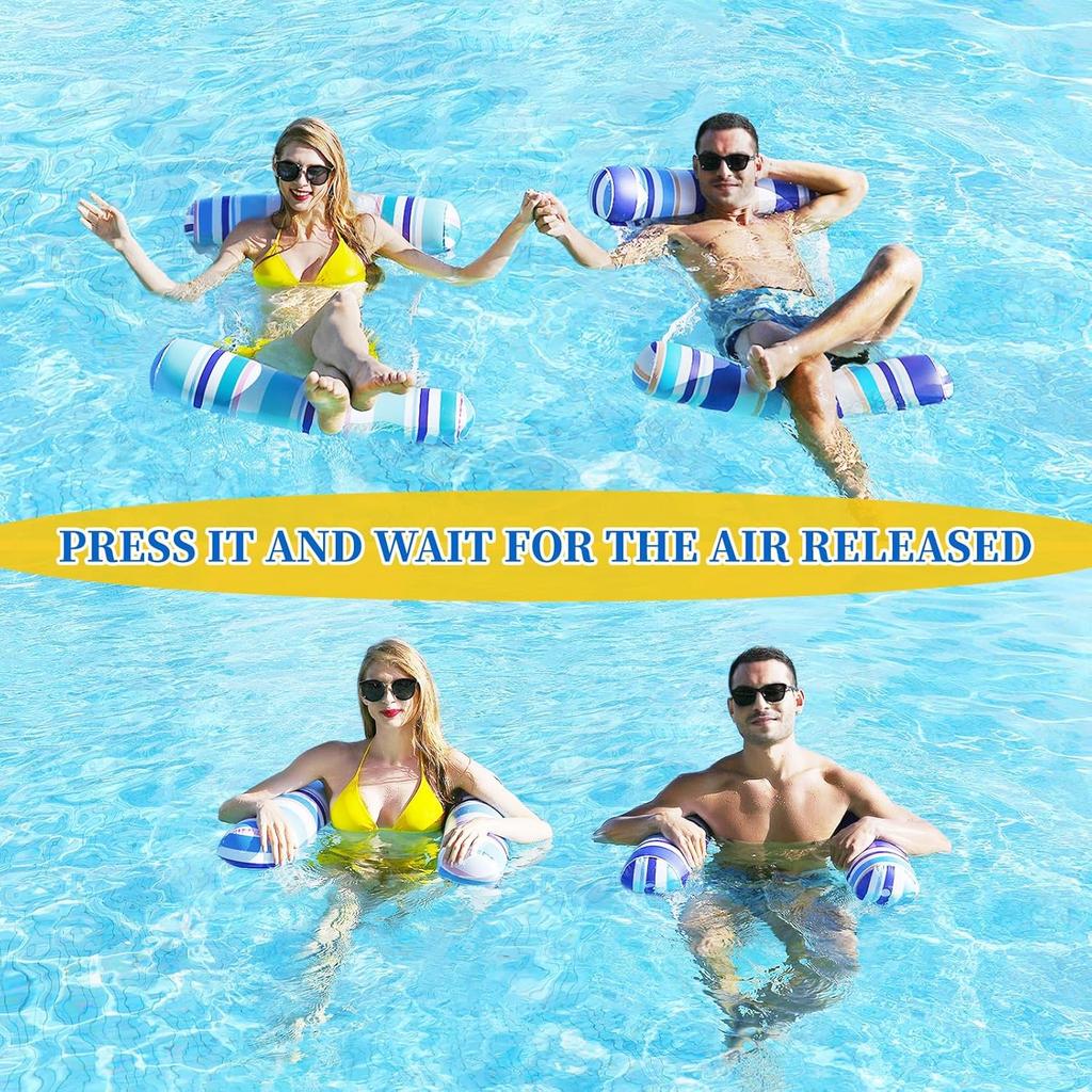 Pool Floats Adult - 2 Pack Inflatable Pool Floats Hammock, Multi-Purpose 4-in-1Pool Floats for Adults, Swimming Pool Water Hammock Lounge
