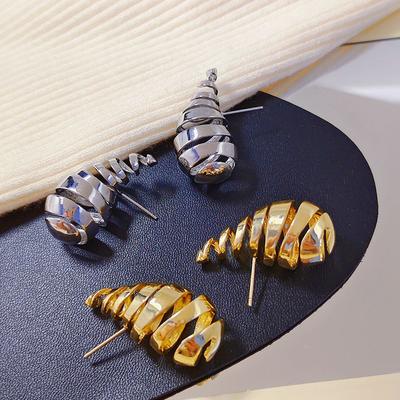 Boucles d'oreilles uniques couleur or argent creuses spirale goutte d'eau pour banquet de femmes, boucles d'oreilles cadeau