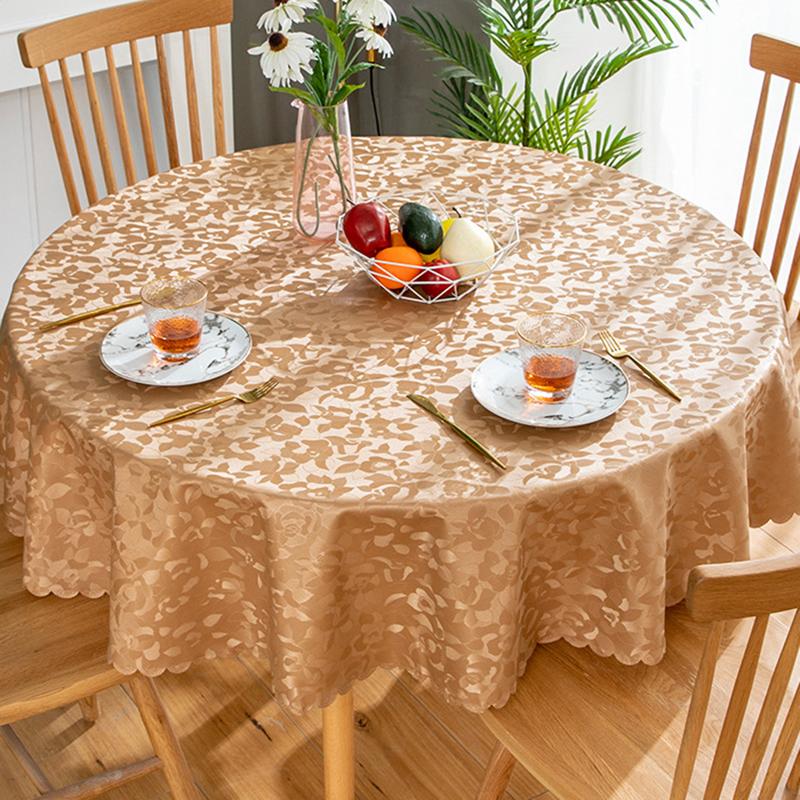 Round PVC Tablecloth Waterproof Insulate Plastic Oilproof Printed Pattern Wedding Party Restaurant White Table Cloth Decoration