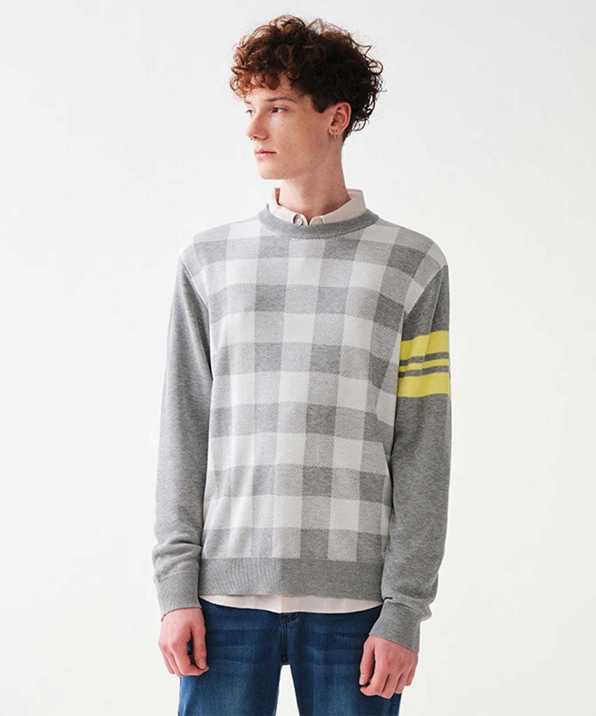 STCO Diems [Golf] Check Round Knit Grey (Classic Fit)_Dgkua21Ccg