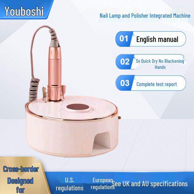 Youboshi YBS-730 Rechargeable Nail Lamp & High-Speed Silent Grinder with Long Battery Life White USB Universal