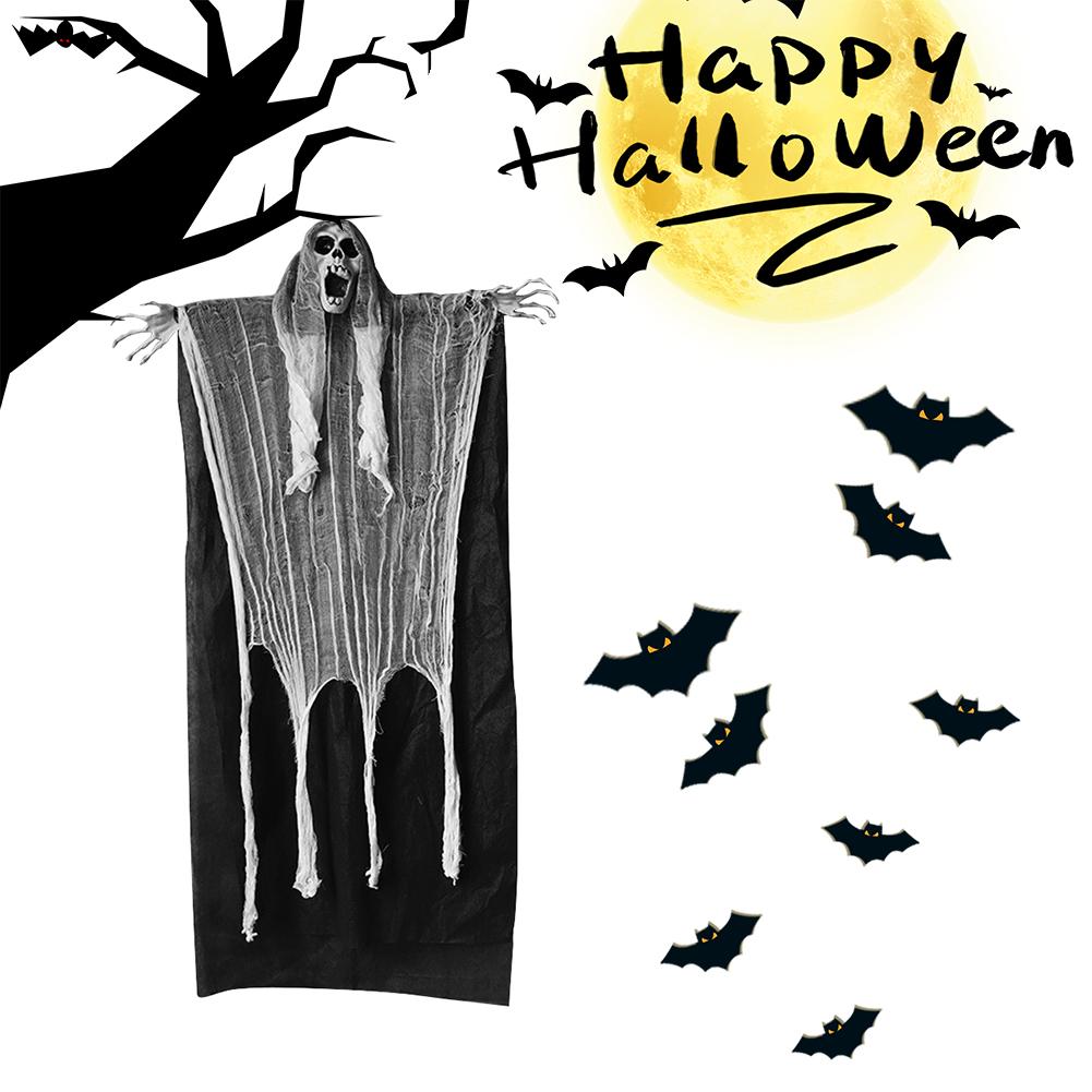 Halloween Decoration Electric Shaker Head Animatronics Pumpkin Light Up Eyes Creepy Sound for Front Garden Patio Lawn