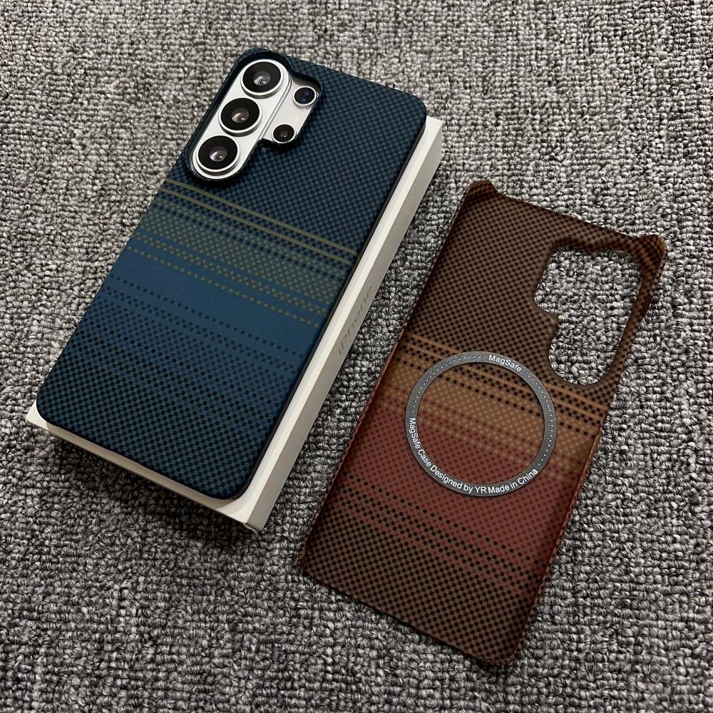 Frameless Carbon Fiber Kevlar PC For Magsafe Magnetic Phone Case For Samsung S26 S25 S24 Ultra Plus  Wireless Charge Cover