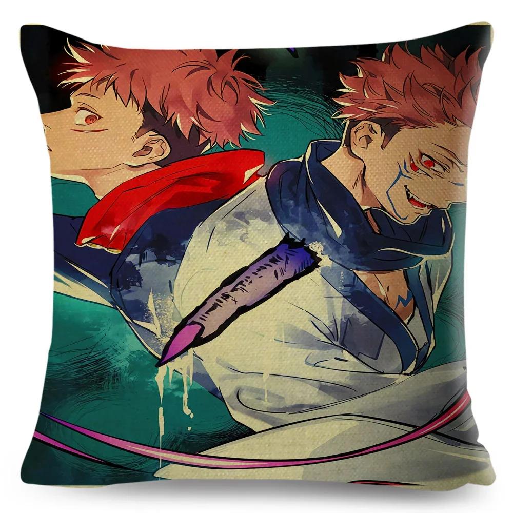 Jujutsu Kaisen Cushion Cover for Sofa Home Children Room Decor Cartoon Japanese Anime Print Pillowcase Polyester Pillow Case