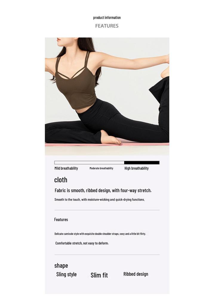 Women's Summer Yoga Sportswear Set: Strappy Tank with Chest Pads & Butt-Lifting High-Waist Leggings
