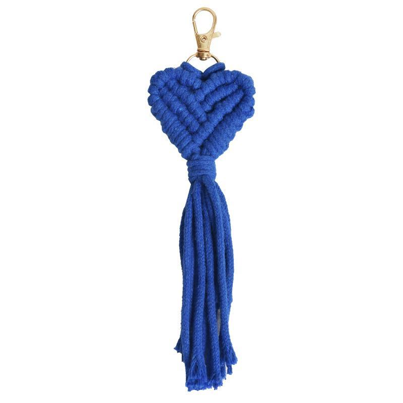 1Pcs Cute Car Keyring Handmade Macrame Heart Shaped Pendant Keychains For Women Wedding Gift