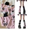 Polainas de Punto Elegantes para Niña Calcetines sin Pies Patrón Estético de Lazos de Mariposa Reversibles Holgados Cubre Pies