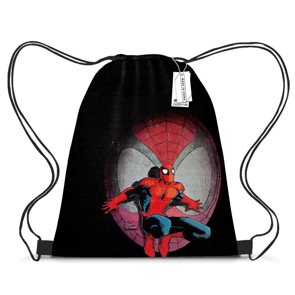 Bundle Pocket Casual Bag Spider-Man Shoulder Cartoon Student Print Drawstring Backpack Storage Bag