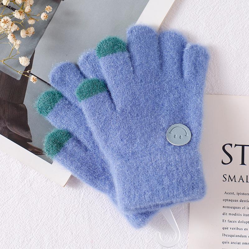 New children's children's gloves winter baby five-finger gloves boys and girls warm cartoon middle children's writing gloves winter