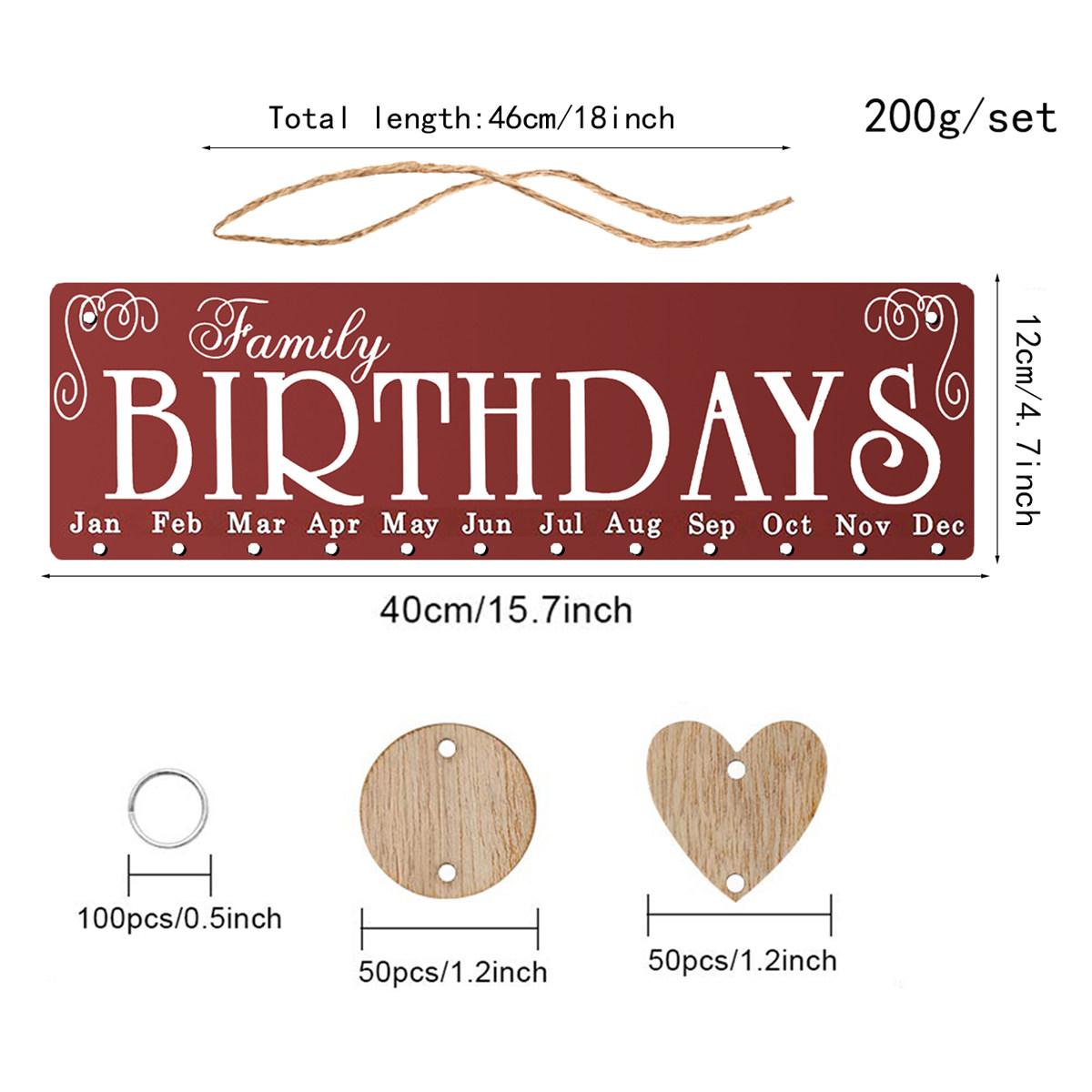 

Wooden Hanging DIY Calendar Reminder Board with 50 Round 50 Heart Pendants for Birthday Wedding Anniversary Valentine Mother s червоний