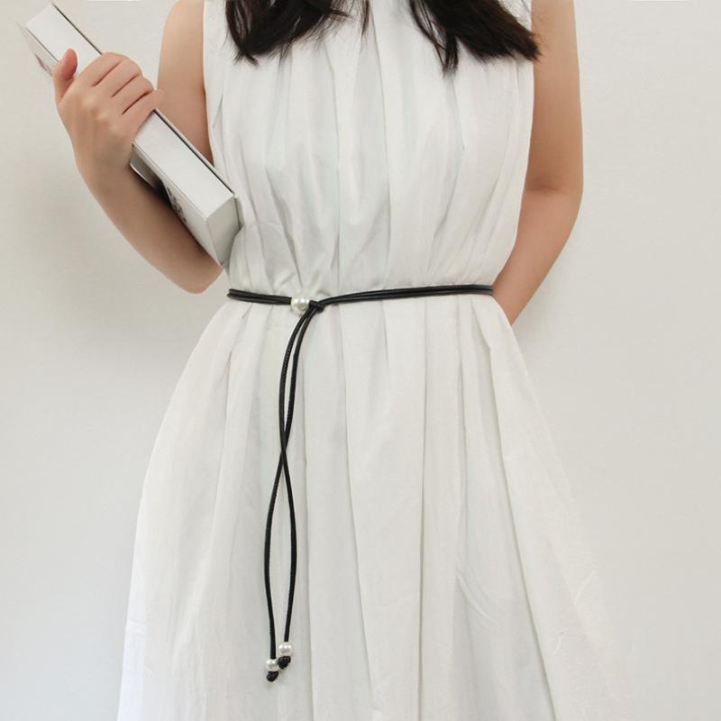 Fashion Round Leather Rope Thin Belt Waist Chain Women Decorative Knotted Waist Rope Decorative Skirt Coat Sweater Strap