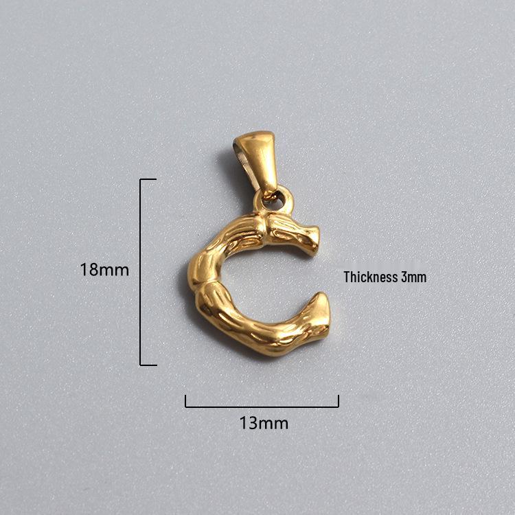 French Bamboo Joint Gold Letter Pendant Necklace - Retro Clavicle Chain Style for Women