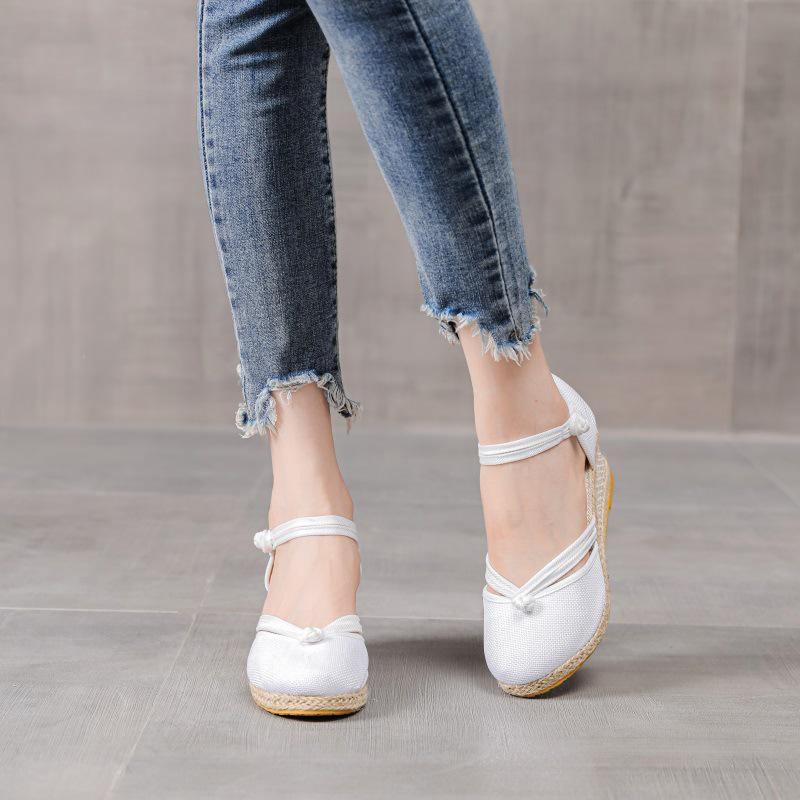 2025 Korean Style Women's Wedge Heel Sandals - Pointed Toe, Comfortable, with Buckle