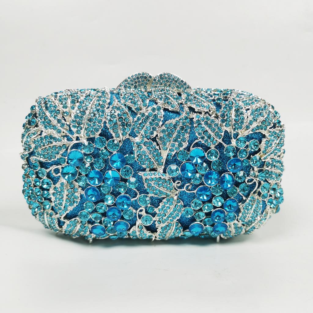Luxury Sky Blue Rhinestone Evening Bag Gala Diamond Dazzling Crystal Wedding Clutch Bridal Purse WHTUOHENG Party Handbag