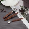 Wooden Handle Stainless Steel Coffee Scoop Tablespoon Measuring Spoon Walnut Wood Long Handle Coffee Spoons For Bar Kitchen