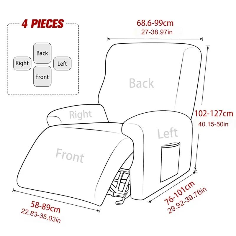 1 Seater Jacquard Recliner Sofa Cover Elastic Split Armchair Cover for Living Room Couch Protector with Storage Pocket