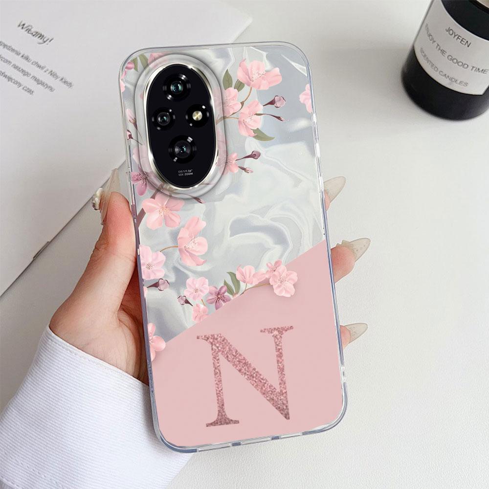 Ein Z Rosa Buchstabe Pfirsichblüte Stoßfeste Handyhülle Für Honor X8a X8b X8c X8 X6 X7a X7c X6c X6a Silikon Paar Fundas TPU Hülle