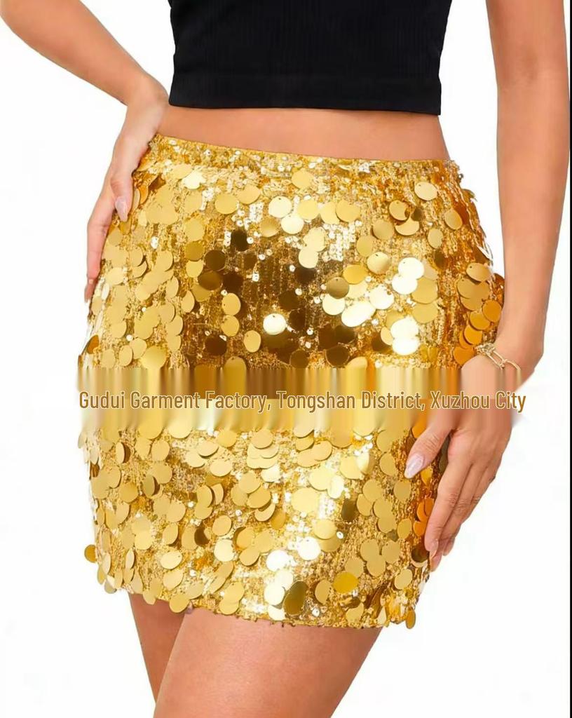 2025 Spring/Summer Women's Irregular Sequin Mini Skirt for Party & Nightclub