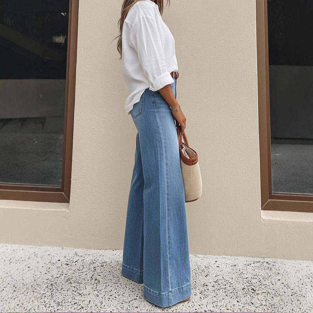 Spring/Summer 2026 Retro Washed Wide-Leg Slimming Jeans for Women