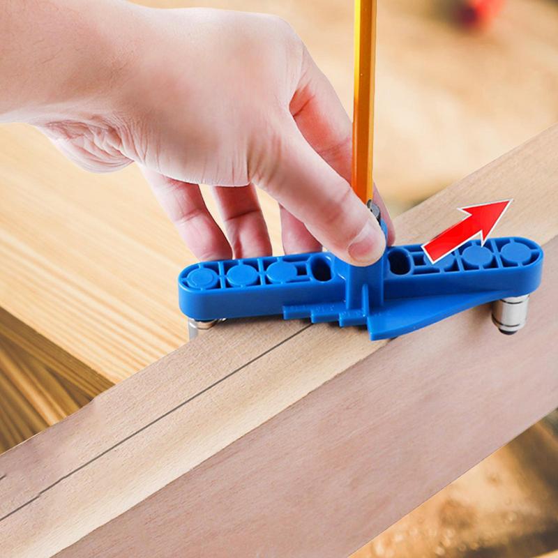 Drilling Hole Puncher Multipurpose Adjustable Dowel Jig Kit Blue Straight Hole Locator Portable Woodworking Tools for Carpenter