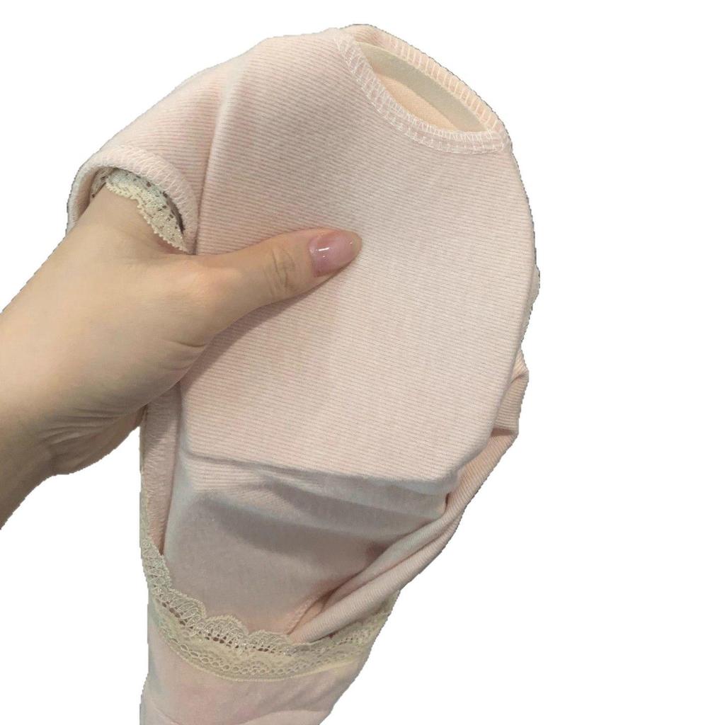 Women's Tight-Fit Lace Low Square Neck Long Sleeve Apricot T-Shirt