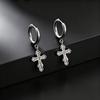Classic Texture Cross Pendant Earrings for Men, Stainless Steel Jesus Drop Dangle Earrings, Unique Religious Ear Jewelry Gifts