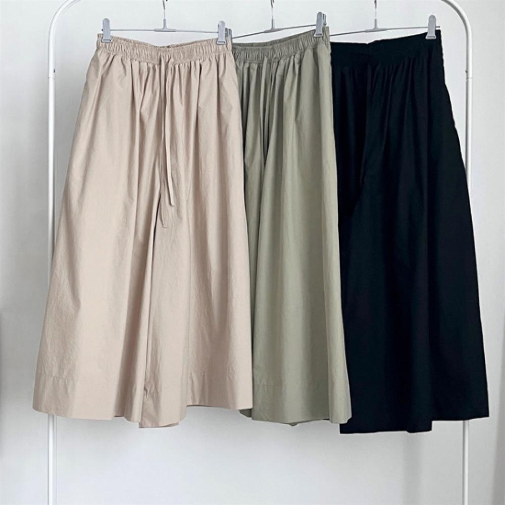 New Arrivals Open Run Women Big Size Wide Fit Ribbon Banding Culottes Pants