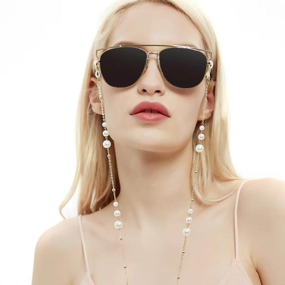 Trendy Pearl Beaded Sunglass Chain Hanging Cord Adjustable Glasses Chain Nonslip Anti Drop Eyeglass Holder Strap Outside Casual