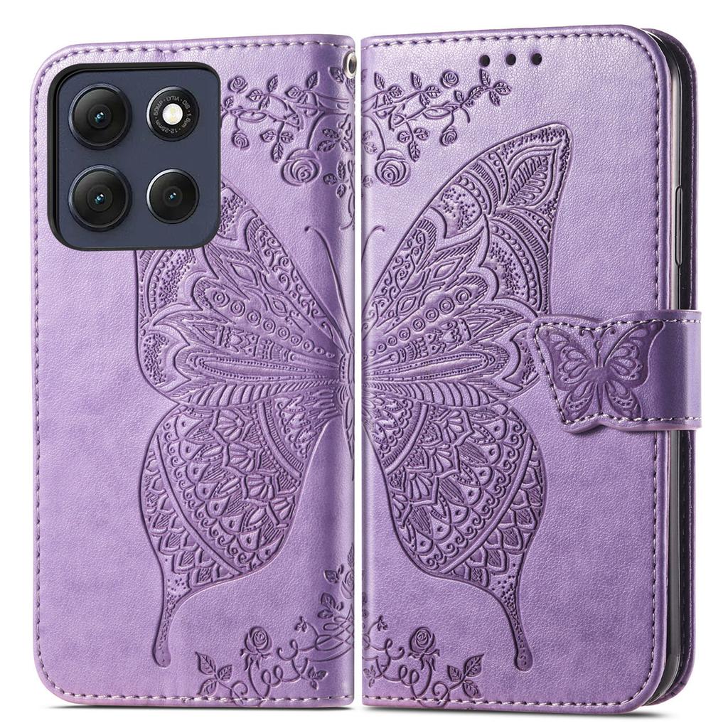 For Motorola Moto G86 Power 5G Case with Strap Butterfly Pattern PU Leather Wallet Phone Cover