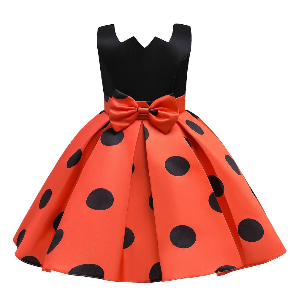 Girls' Vintage Polka Dot Christmas Party Dress - Princess Costume