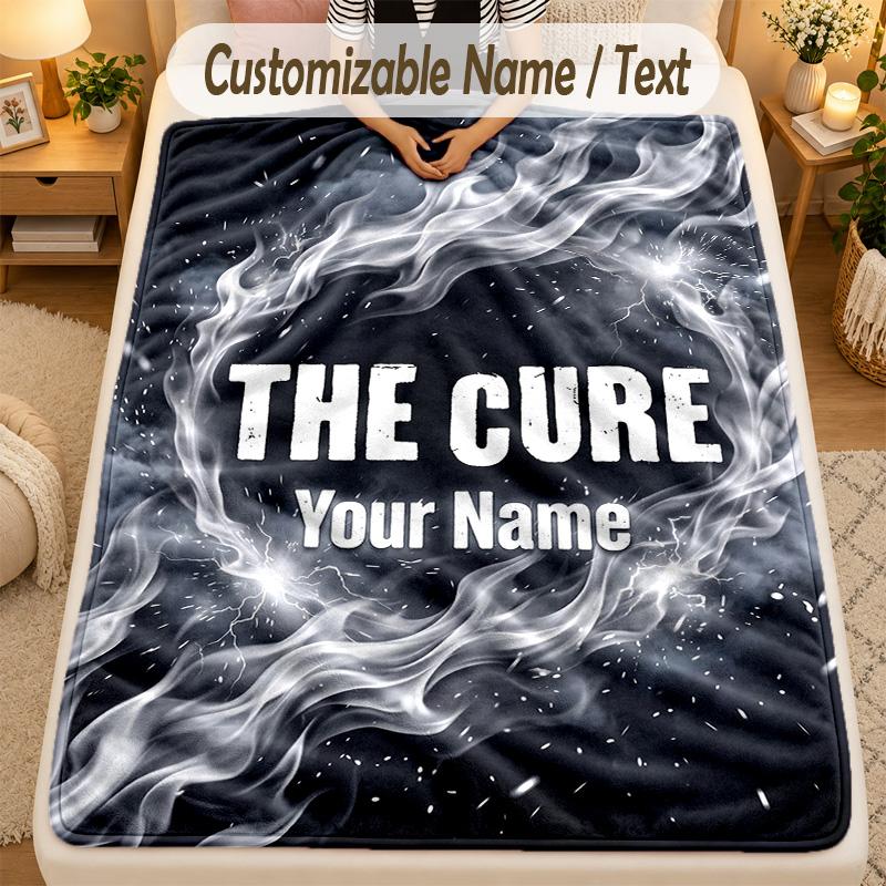Flannel BlanketThe Cure Custom Name Text Personalized Soft Warm Throw Blanket Home Decor Gift