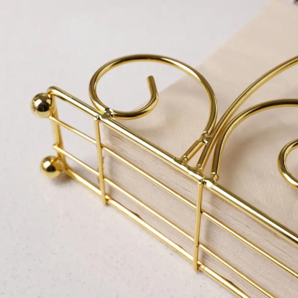 Stainless Steel Paper Dispenser Rack Stable Napkin Organizer Table Decoration