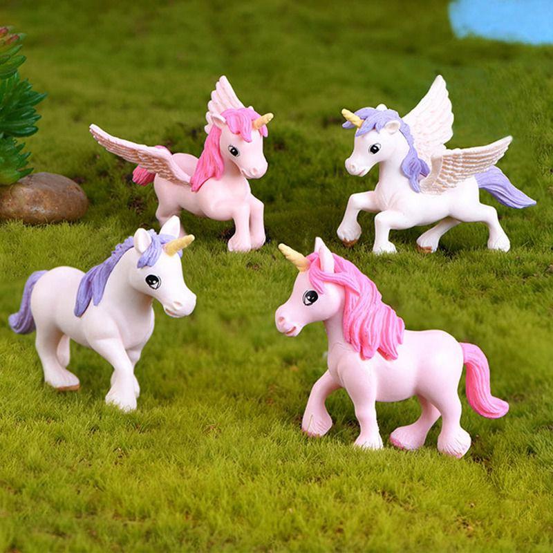 Miniatures Figurines Unicorn Garden Diy Ornaments Decor Micro Dollhome Landscape